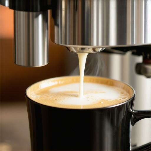 Barista steaming milk with a professional steam wand creating creamy microfoam