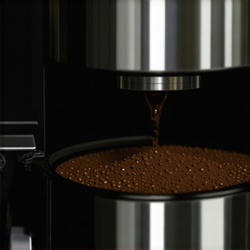 Close-up of a dry espresso puck being knocked into a knockbox