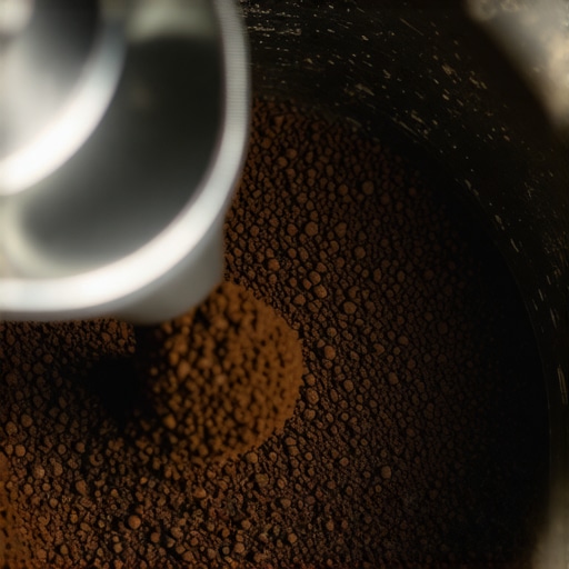 Close up of a barista using a distribution tool on espresso grounds in a portafilter