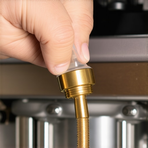 A close-up view of applying food-safe grease to a steam valve stem to ensure smooth operation.