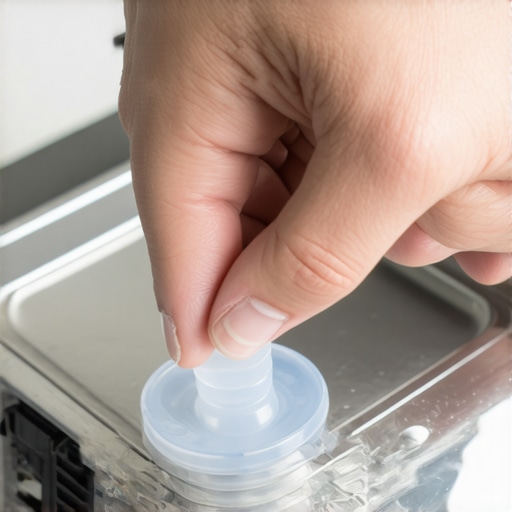 Close up of silicone bumpers being applied to an espresso machine drip tray to stop vibrations.