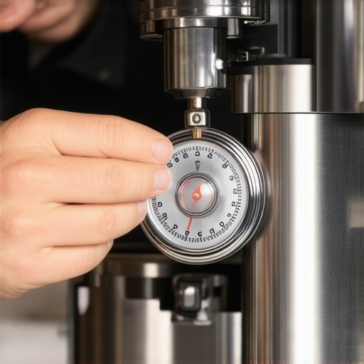 A hand adjusting the collar of an espresso grinder to find the zero point.