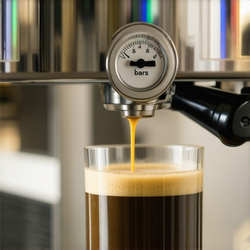 Espresso machine gauge showing 6 bars of pressure for better extraction results.