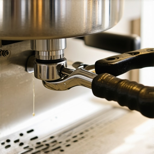 Cleaning a clogged espresso steam wand tip Hand unscrewing an espresso machine steam wand tip for maintenance