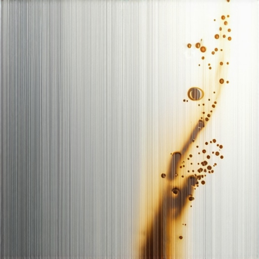 Macro view of coffee oil and fines clogging an espresso machine shower screen.