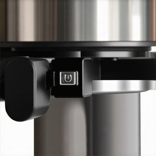 Close-up of a safety interlock sensor on a coffee grinder after cleaning.