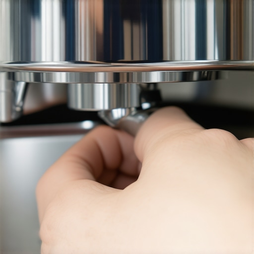 Correct portafilter locking position Hand locking portafilter handle into the 6 o'clock center position on an espresso machine