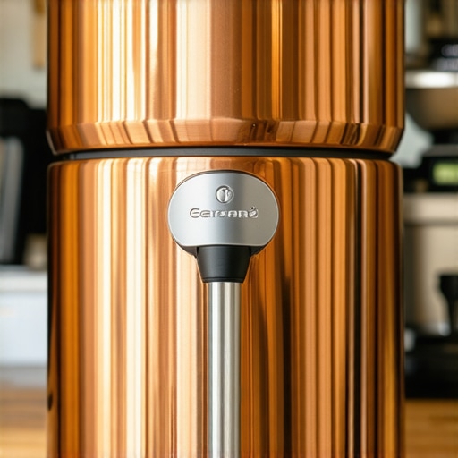Close up of corroded copper espresso boiler caused by distilled water use