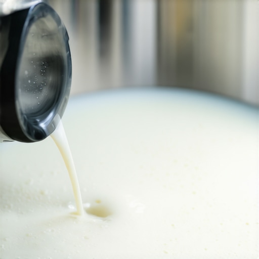 Close up of a barista steaming milk in a stainless steel pitcher creating a vortex