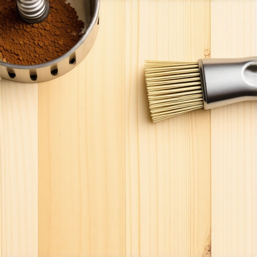Deep Cleaning a Professional Coffee Grinder A barista using a brush to clean coffee oils and grounds from flat steel burrs.