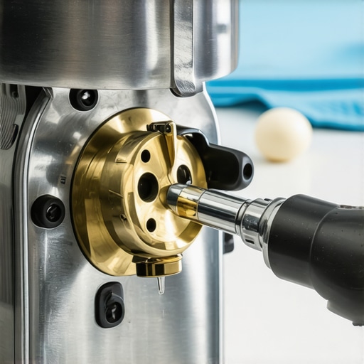 Lubricating the internal cam of an E61 espresso machine for long-term maintenance.