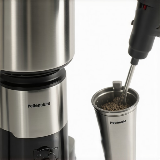 Deep cleaning coffee grinder burrs for maintenance Close up of barista cleaning coffee oils and grounds from metal grinder burrs