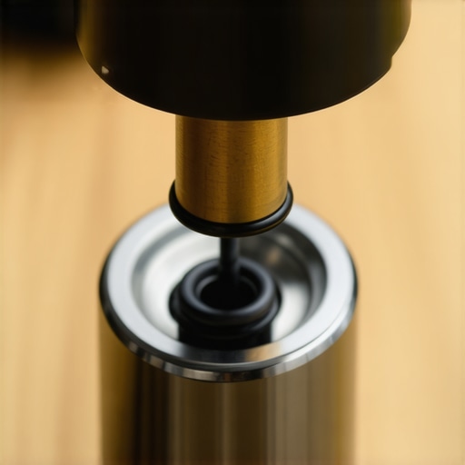 Internal components of an espresso machine steam valve including the brass pin and rubber gasket on a workbench.
