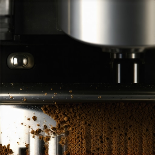 Close-up of espresso machine group head showing gasket and shower screen detail for troubleshooting.
