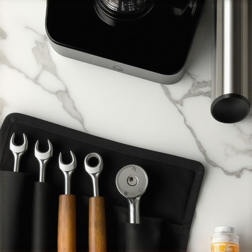 Specialized tools for espresso machine maintenance including wrenches and food-grade grease.