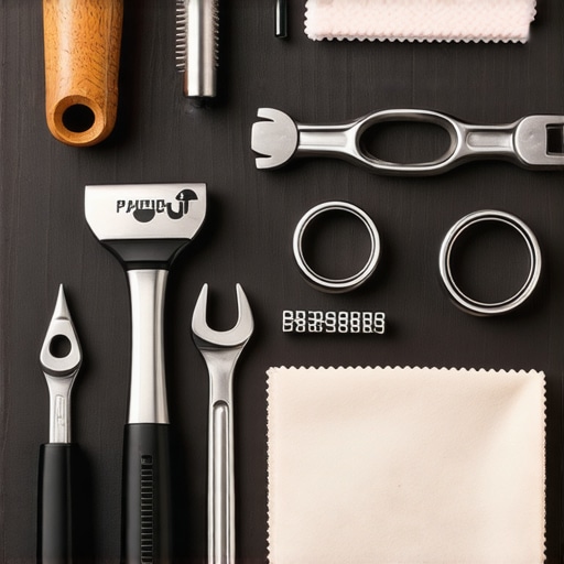 A collection of tools for espresso machine and grinder maintenance including gaskets and cleaning supplies.