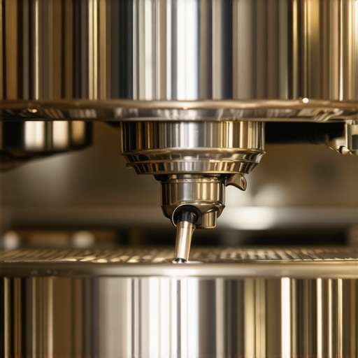 Close-up of cleaning an espresso machine group head