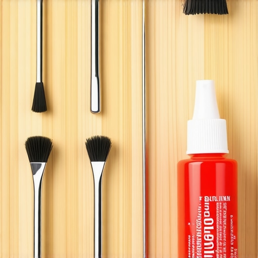 Professional tools for cleaning and repairing a home espresso machine setup.