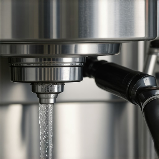 Barista using a blind basket and cleaning powder to backflush an espresso machine.