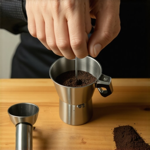 Using a WDT tool to evenly distribute coffee grounds in a portafilter