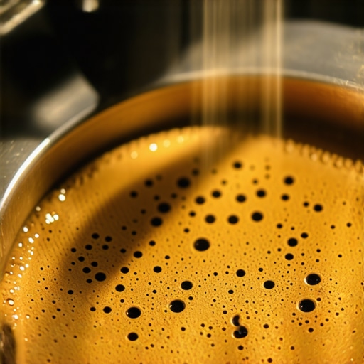 Macro shot of an espresso coffee puck with visible channeling holes caused by poor distribution.