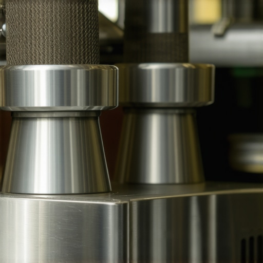 Close-up of sharp steel coffee grinder burrs for espresso.