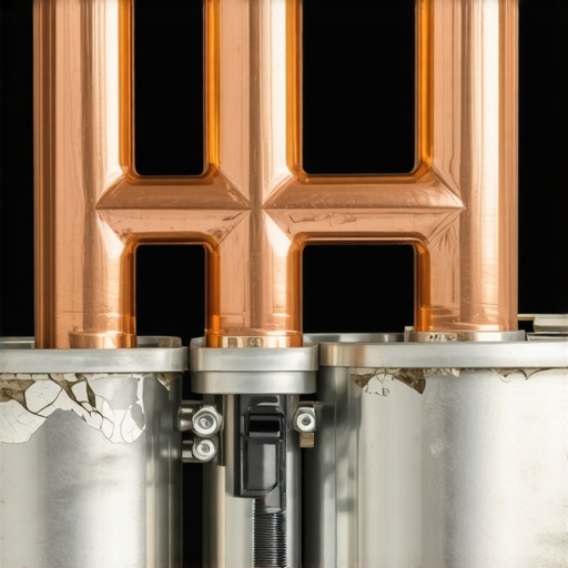 Internal Espresso Machine Boiler Scale Macro view of copper boiler internals with white mineral deposits and scale buildup.