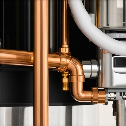 Internal view of espresso machine copper tubing and vibration pump mounts