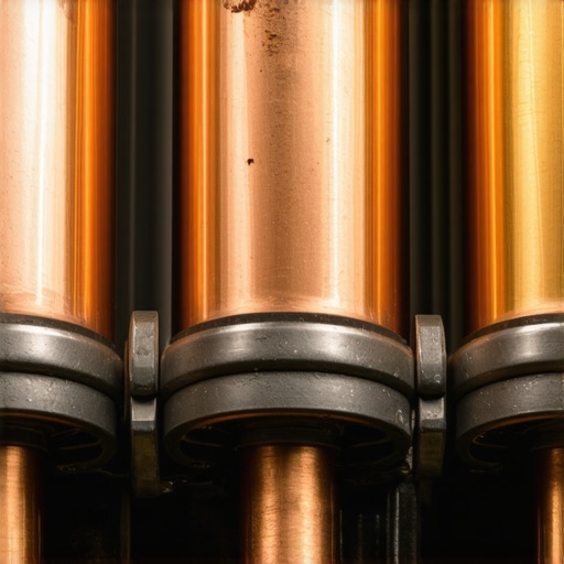 Close up of copper espresso machine pipes and boiler components for maintenance discussion
