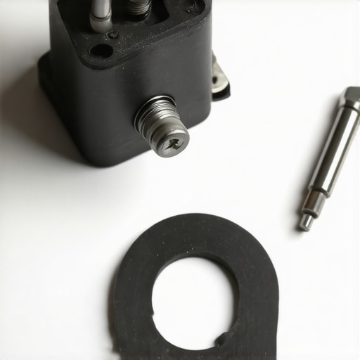 A disassembled espresso machine valve showing scale buildup on the internal seals.