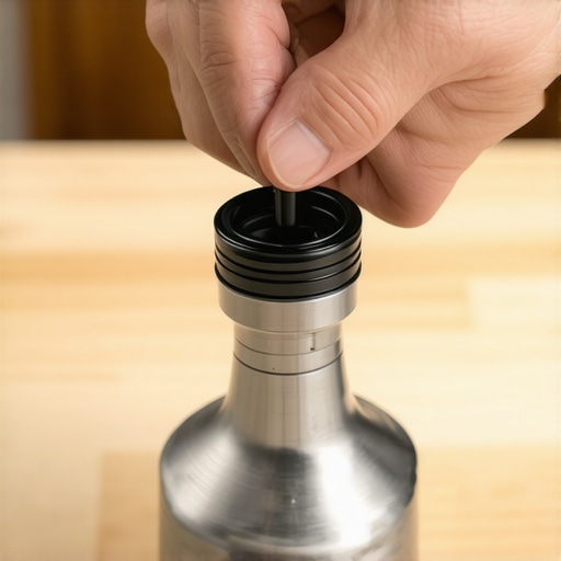 Close-up of manual espresso machine piston maintenance with food-grade lubricant