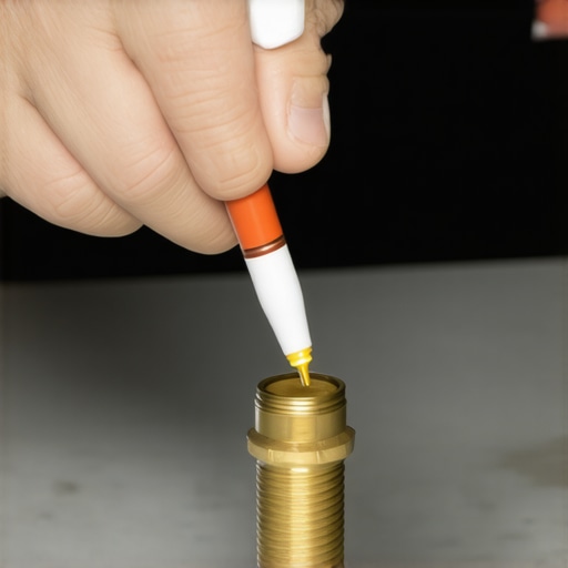 Close-up of applying food-grade silicone grease to espresso machine valve threads
