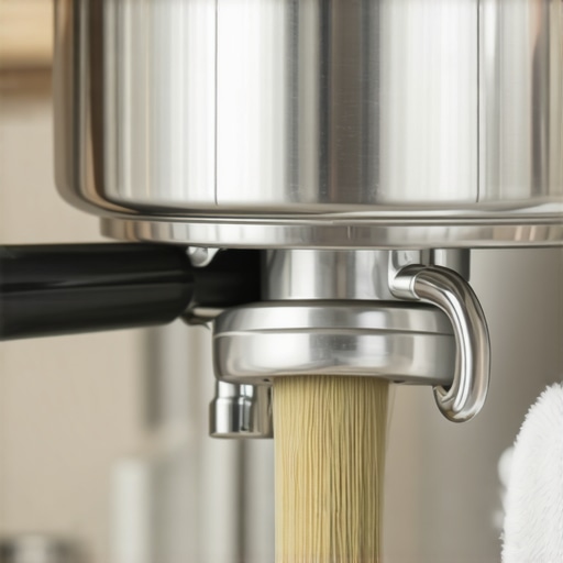 A barista cleaning the group head of an espresso machine during a weekly maintenance routine.