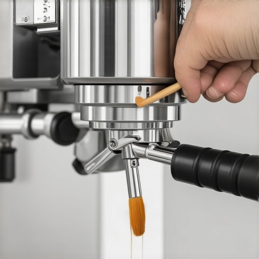 Close-up of lubricating the cam of a professional espresso machine