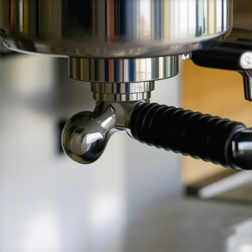 A barista installing a new group gasket in a chrome espresso machine