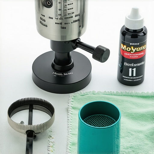Maintenance Tools for Espresso Machines Close-up of espresso machine maintenance tools including lubricant and a precision filter basket.