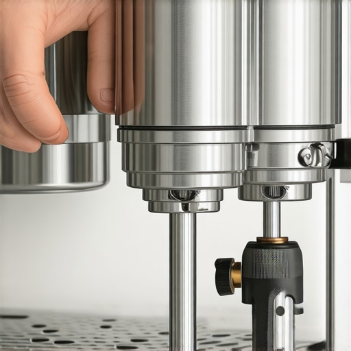 Close up of espresso machine maintenance showing lubrication of internal parts
