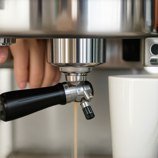 Barista hand adjusting the flow control valve on a prosumer espresso machine for manual profiling.