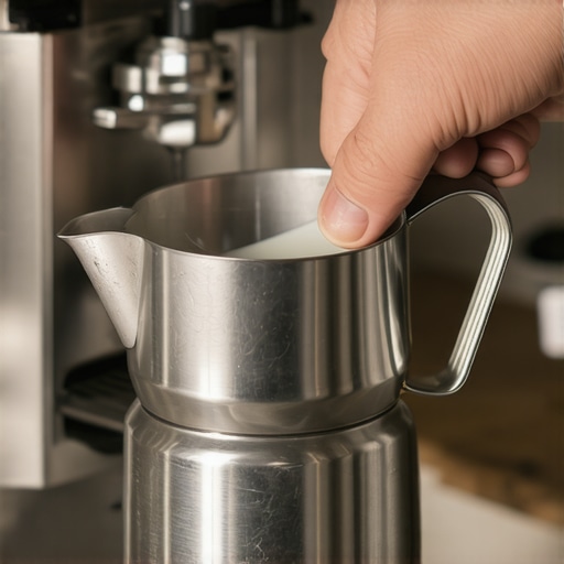 Manual Temperature Checking for Better Milk A barista using their hand to check the temperature of a milk pitcher while steaming.