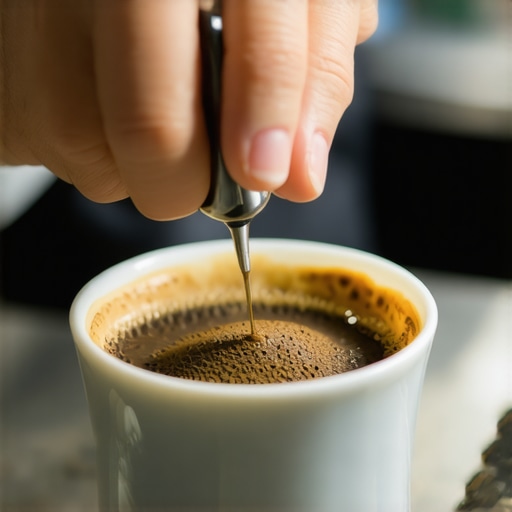 Barista using a WDT tool to distribute espresso grounds