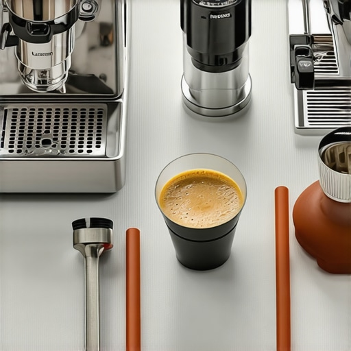 Modern Home Barista Tool Station A clean and organized coffee station with high-end barista gear and tools.
