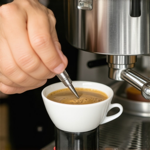 Using a WDT tool with thin needles to declump espresso grounds in a portafilter