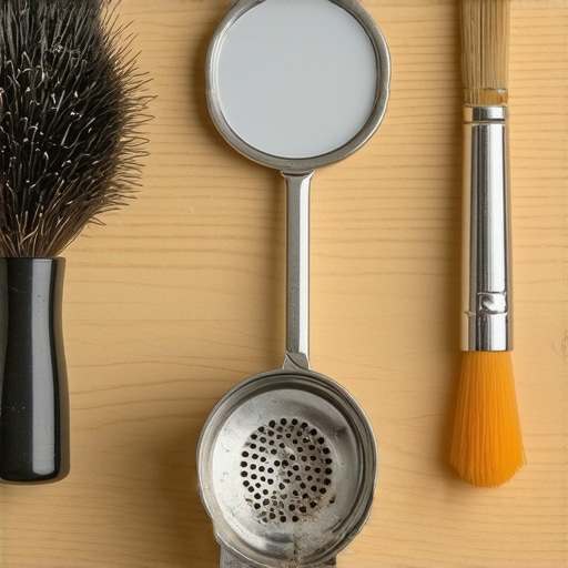 Specialized tools for cleaning an espresso machine and grinder.