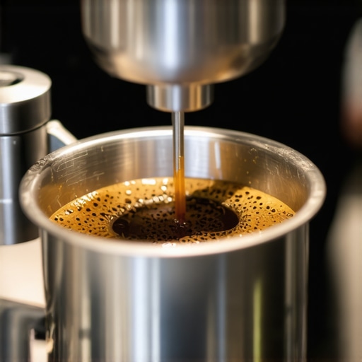 A barista levels espresso grounds in a portafilter using a distribution tool to ensure even water flow.