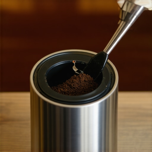 A barista using a specialized tool to remove an old group gasket from a high-end espresso machine.