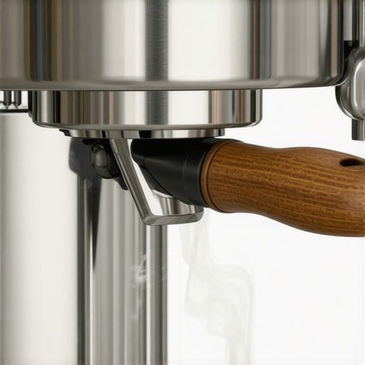 Professional Espresso Steam Lever Upgrade Close up of a wooden joystick steam lever on a stainless steel espresso machine with steam