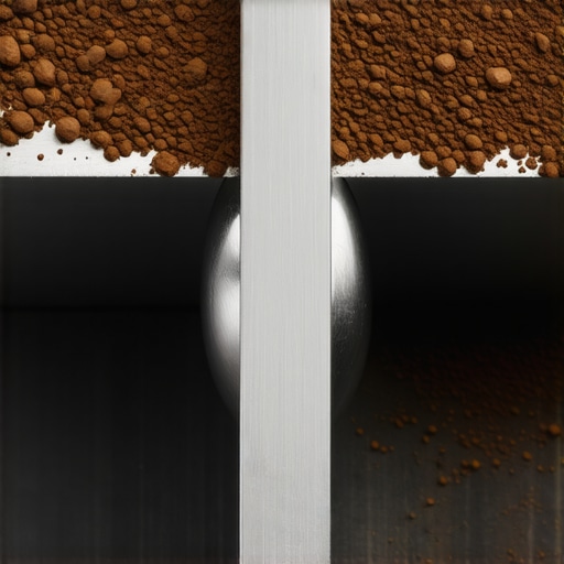 Close up of high quality coffee grinder burrs showing seasoning and wear.