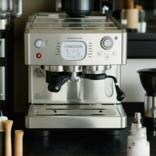 Professional Home Barista Station Setup A clean and organized home espresso station with maintenance tools for longevity.