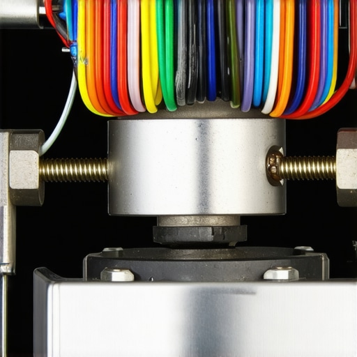 Inside view of a coffee grinder showing professional wiring with heat-shrink tubing and clean terminals.