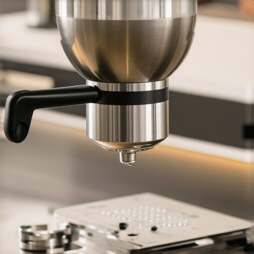 A heavy-duty espresso tamping stand providing a stable base for a portafilter.